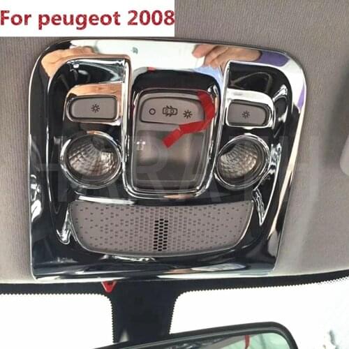 For Peugeot 2008 208 2014 2015 2016 2017 ABS Chrome Car Reading Lamp Lights Cover Sequin Stickers Modified Accessories