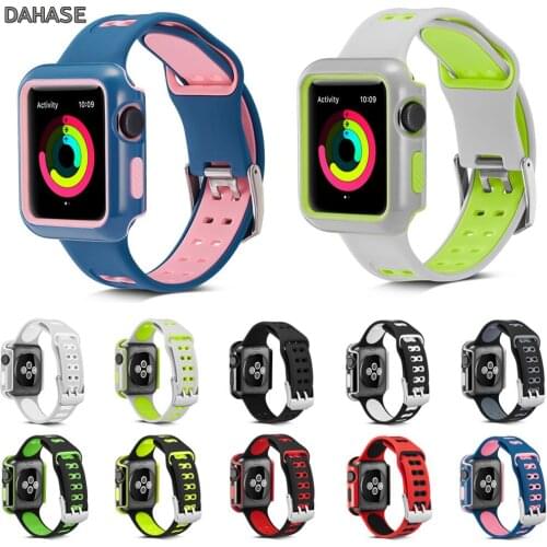 DAHASE Dual Colors Sport Silicone Strap for Apple Watch Band Series 1/2/3 Protect Cover for Apple Watch Case 42mm 38mm Bracelet