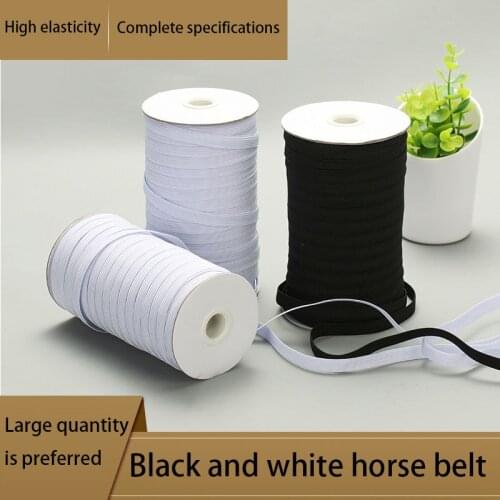 Elastic Band Masks White Black 3mm 5mm 6mm 8mm 10mm 12mm High Elastic Flat Rubber Band Waist Band Sewing Stretch Rope DIY Mask