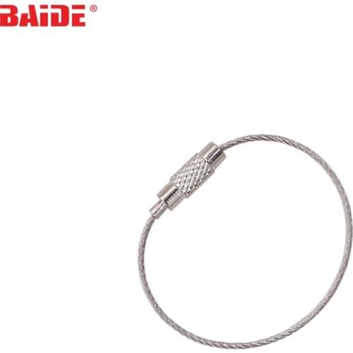 Screw Locking Stainless Steel Wire Keychain Cable Rope Key Holder Keyring Key Chain Rings Cable Outdoor Hiking Keychains