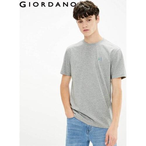 Giordano Men Tshirts Cool Crewneck Tee shirts Cotton Short Sleeves Soild Camiseta Masculina 01021421