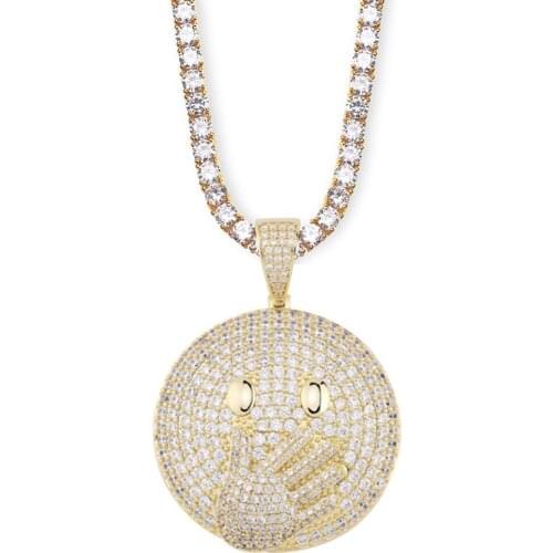 Hiphop Personality Cartoon Character Snicker Expressions Pendant Necklace Micro pave Zircon Pendant Unisex Hipster Accessories