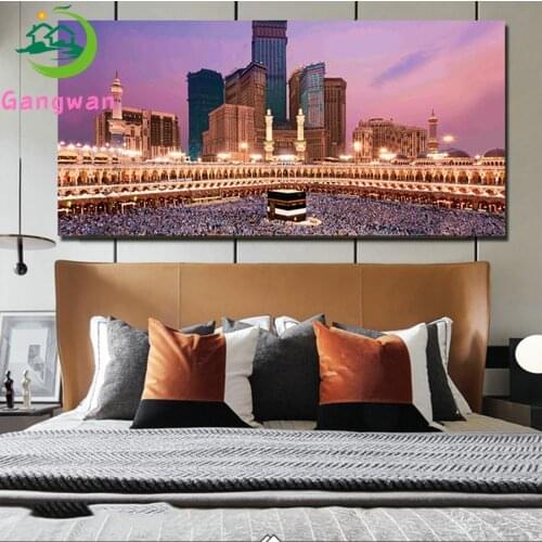 Mecca the Caaba Landscape Islamic Calligraphy Art Full Drill Square Diamond Painting 5D Sale Diamond Embroidery Home Decoration