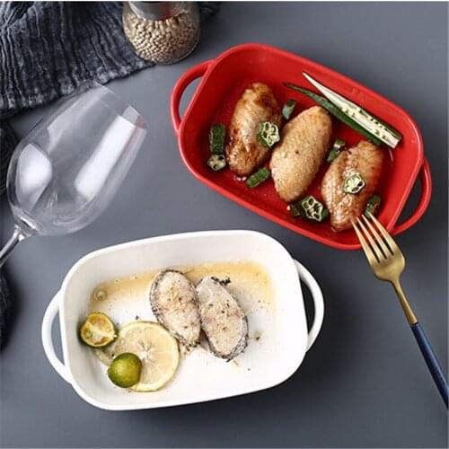 Creative Oval Ceramic Baking Tray Cheese Risotto Meal Kitchenware/2PCS