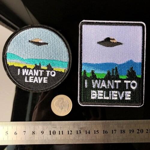 PGY 1 PCS Round UFO Parches Square Embroidered Iron on Patches for Clothing DIY Motif Stripes Clothes Stickers Astronaut Badges