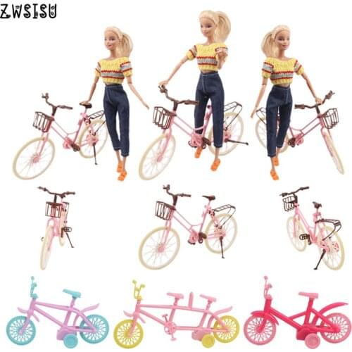 ZWSISU Doll 4 Styles Bicycles Bikes Red Yellow Blue Mixed Colors Outdoor Party Accessories For Barbies Ken Dollhouse Girl`s Toy