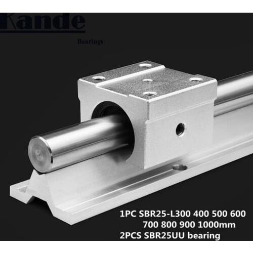 Linear rail 25mm SBR25 - 300 400 500 600 700 800 900 1000 mm 1 pc linear guide SBR25 + 2 pcs SBR25UU blocks for CNC