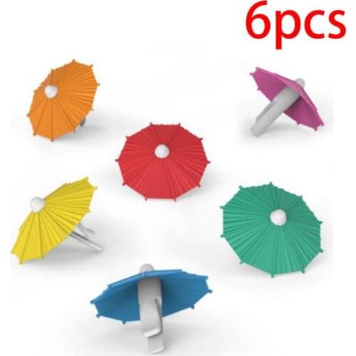 6pcs Silicone Red Wine Glass Marker Creative Umbrella Marker Charm Drinking Glass Identification Cup Labels Tag Signs For Party