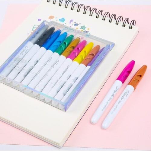 10 Piece Set Shiny Double Line Outline Pen Marker Stationery Student Rich Colors Art Painting School Drawing Supplies Diy Tools