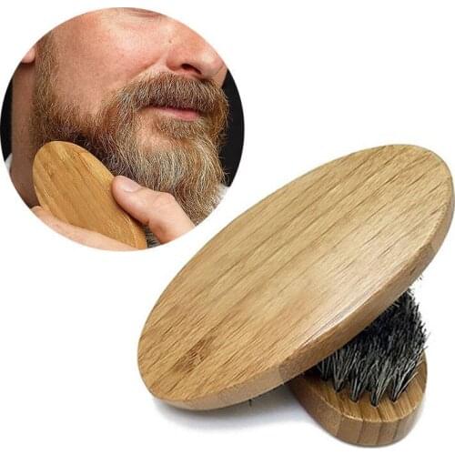 New Arrival Mens Boar Hair Bristle Hard Round Wood Handle Beard Mustache Brush Set maquiagem Cleaning Brush