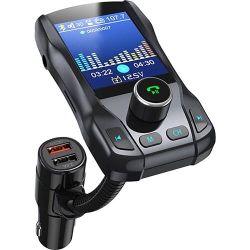 NEW-Bluetooth Car 1.8-Inch Color Screen Car MP3 Music Player AUX Navigation Talk Charging FM Transmitter for Car Black