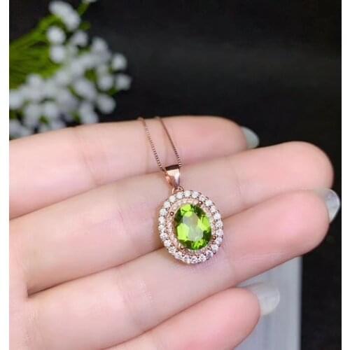 Charming women silver necklace olivine necklace for women necklace real 925 silver natural peridot gem girl birthday gift