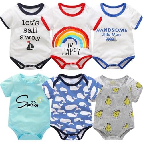 Baby Girl Clothes 2021 Summer Bodysuit For Boys Newborn Cotton Clothing 0-24m Short Sleeve Cartoon Jumpsuits Costume Pajamas Ins