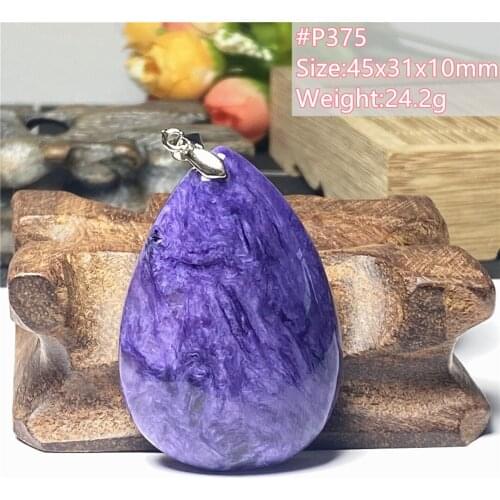 Natural Purple Charoite Crystal Pendant Jewelry For Women Men Healing Love Gift 40x29x9mm Beads Silver Necklace Pendant AAAAA