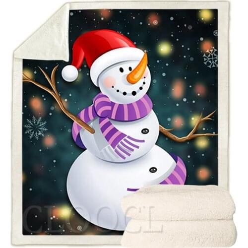 CLOOCL Christmas Theme Blankets Snowman In A Hat 3D Print Plush Quilts Merry Christmas Blanket Gifts For Boys Girls