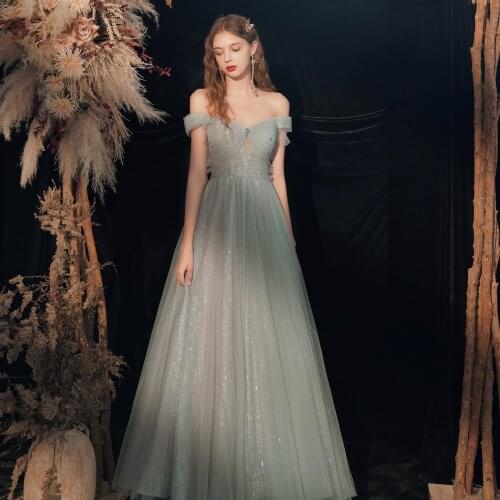 Light Gray Green Homecoming Dresses 2021 Fashion Long Sweetheart Off The Shoulder A-line Sexy Backless Formal Birthday Prom Gown