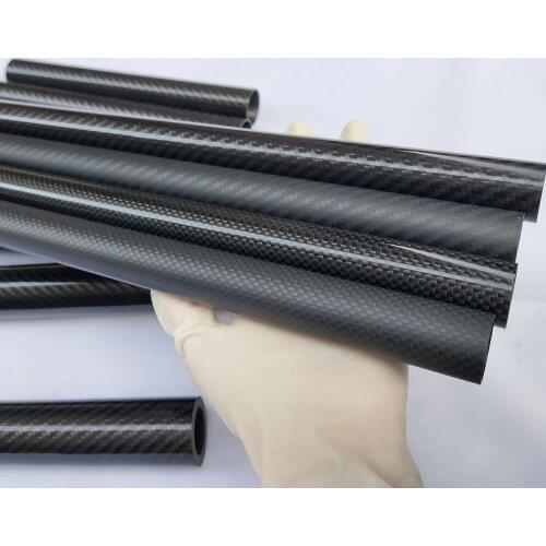 ROOKIE MODEL 1pcs 1000mm Length 3k Full Carbon Fiber Tube OD 30-56mm for RC Underwater Drones, Fishing Rods, Kites and Bicycles