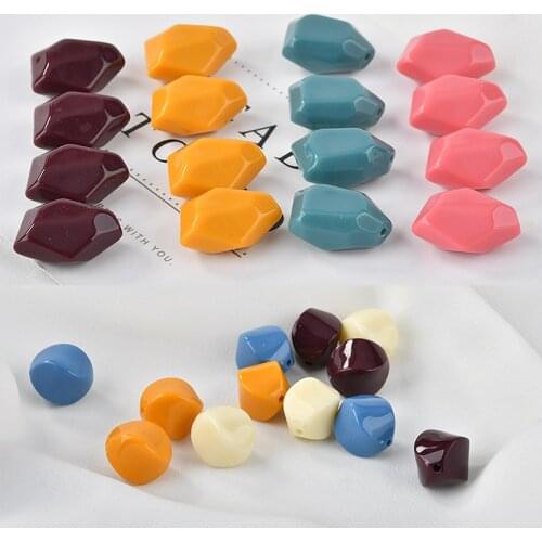 Spring-summer retro-ancient colored irregular shaped resin acrylic straight-hole bead diy ear ring ear nail material matching