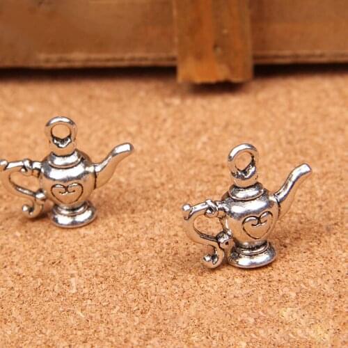 High Quality 10 Pieces/Lot 20mm*21mm Antique Silver Plated 3D Vintage Teapot Charms Diy Jewelry Making Charms