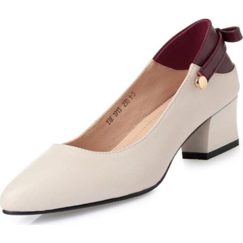 High Quality Genuine Leather Shoes 2020 New Spring Women Shoes Fashion Elegant High Heel Shoes Concise Comfortable Work Shoes