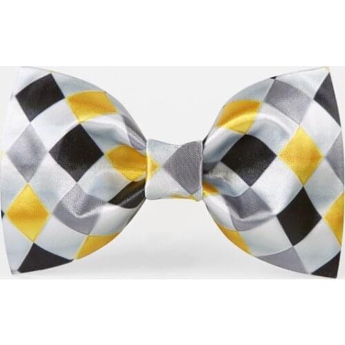 High Quality 2020 Men Bow Tie Fashion Geometric Patterns Bowties Butterfly Colorful Checkered Bow Ties Yellow Black White