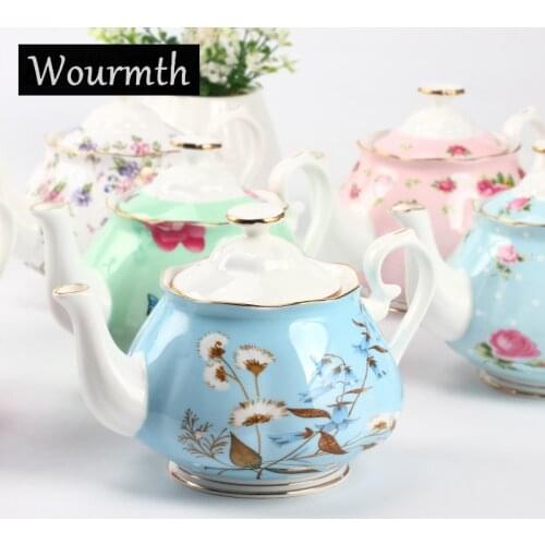 Wourmth Pastoral Bone china Tea pot Afternoon Tea Phnom Penh Coffee Kettle Luxurious European Style Ceramic Tea Infuser 570ML