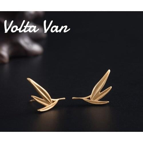 Volta Van Stud Earrings 925 Sterling Silver Elegant Bamboo Leaves 2021 New Vintage Fine Jewelry Classic Concise Silver Earrings