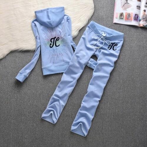 WomenS 2021 Spring Fall Velvet Fabric Tracksuit pant suits Velour Suit Women Track Suit Hoodies And Pants Pink
