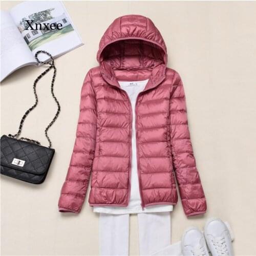 Winter Womens Down Jacket Super Light Down Jacket Womens Hooded Women Plus Size Solid Color Fashion Casual Warm Jacket