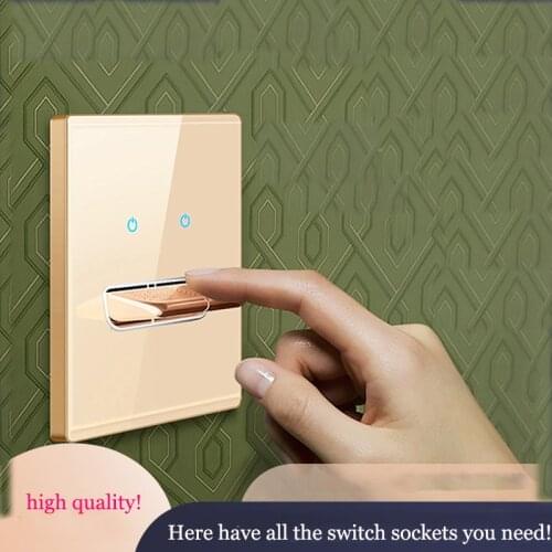 1 2 3 4 Gang 1 2 Way Black Tempered Glass Reset Toggle Switch Retro Hotel Creative Switch France Germany UKSocket AC 110-250V