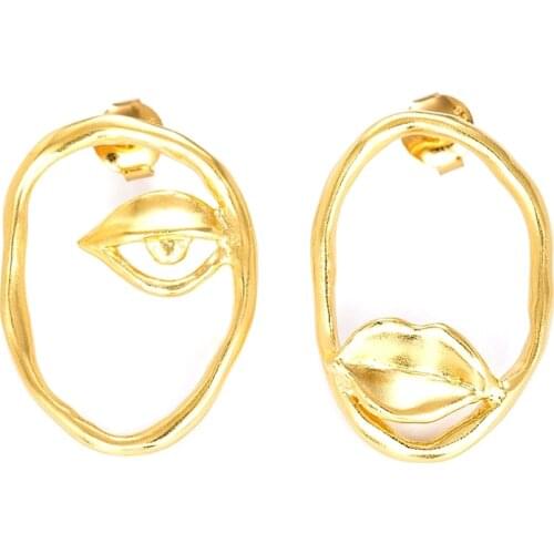 10 pair / lot wholesale Fashion metal face mouth eye earrings