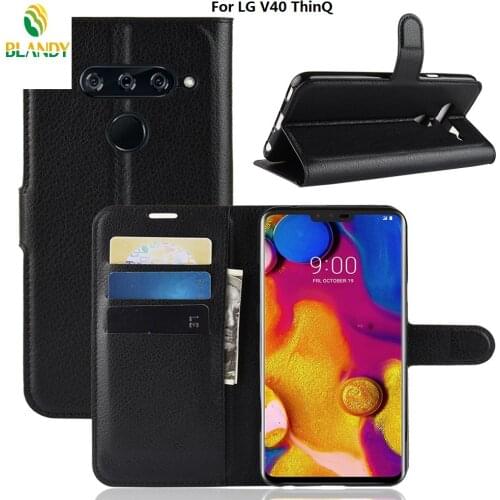 10pcs/lot free shipping Lychee wallet leather cover case stand with card holder Case for LG V40 ThinQ