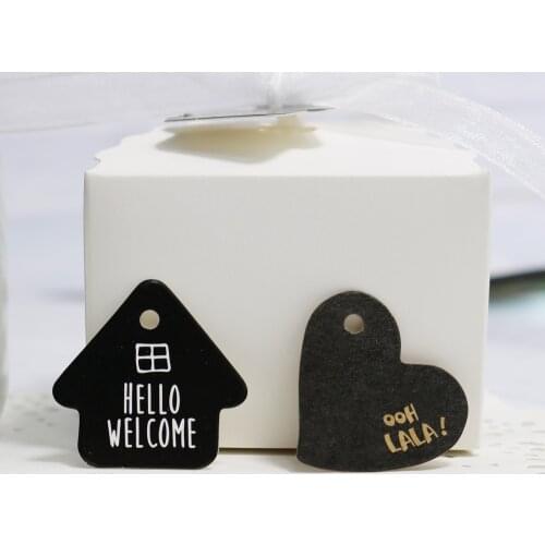 100pcs Kraft Gift Tags Mini Heart House Shape Gift Tag Wedding Party Decoration Paper Hang Tags Price Label Hang Cards