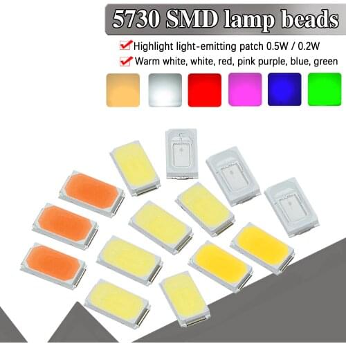 100pcs 5630/5730-CW/WW 0.5W-150Ma 50-55lm 6500K White Light SMD 5730 5630 LED 5730 diodes (3.2~3.4V)