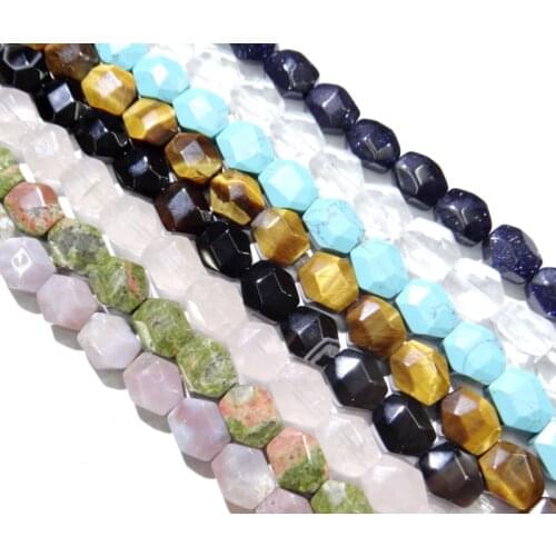 11x12mm Natural Quartzs crystal India Agates tiger eye stone Faceted Hexagon Beads for Jewelry Making DIY Bracelet 17pcs strand