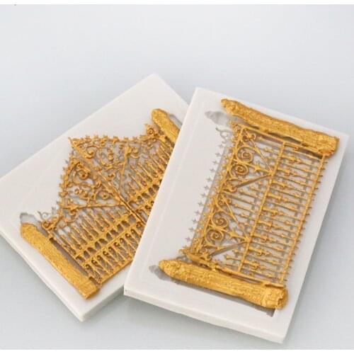 2Pcs/Set European Retro Fence Silicone Mold Cake Border Fondant Cake Decorating Tools Candy Chocolate Gumpaste Moulds FM1273