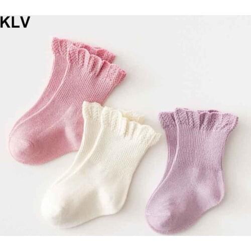 3 pairs/lot Baby Socks Children Girls Autumn Winter Warm Sock Solid Color Clothes Accessories for 0-5 Years Child 0-5 Years