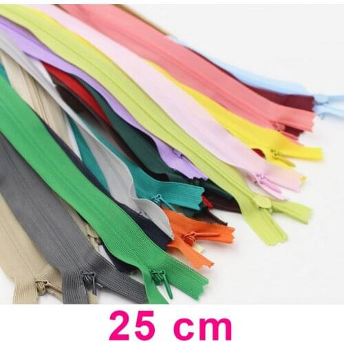 25cm zipper teeth nylon invisible zippers nylon #3 zipper DIY accessories 24 colors choice 40pcs lot
