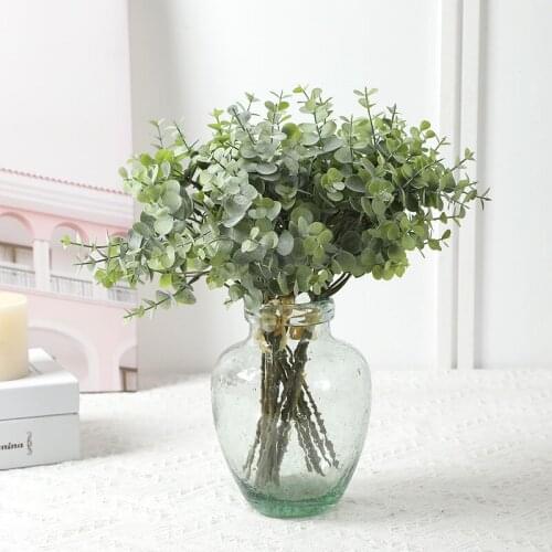 5PCS Artificial Leaves Large Eucalyptus Leaf Plants Wall Material Decorative Fake Plants For Home Shop Garden Party Decor CJJ021