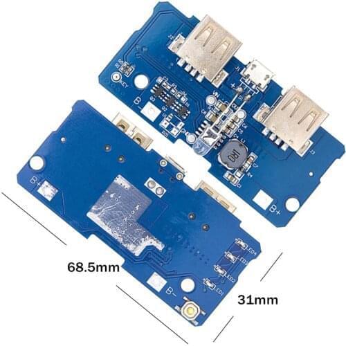 5V 2A Power Bank Charger Module Charging Circuit Board Step Up Boost Power Supply Module 2A Dual USB Output 1A Input