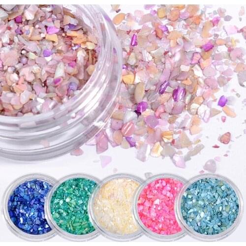 6 Jars/Set 3D Shell Stone Nail Art Decorations Gravel Decor Jewelry Nail Tips Sequins Accessory DIY Tool for UV Gel Nail Polish