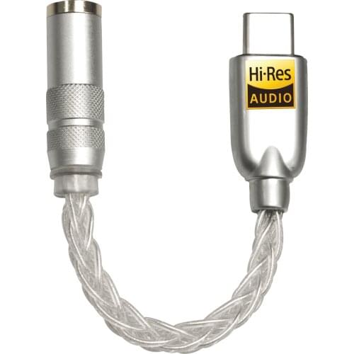 HD USB TYPE C to 3.5mm Earphone Amplifiers Adapter HIFI DAC Audio Amplificador Digital Decoder Pure Silver Cable