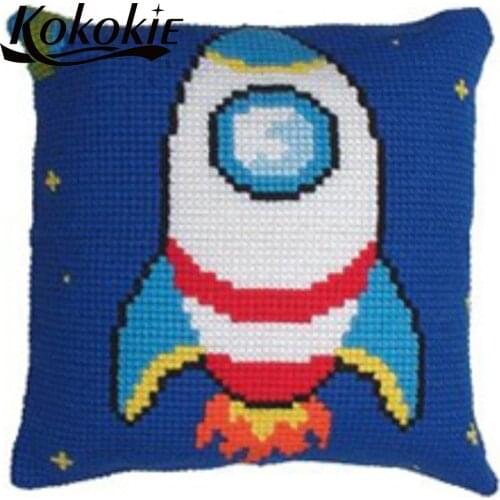 Accessories for cross stitch pillow kits rocket pattern throw pillowcase handicraft Embroider Needlework kits sewing mat pillow