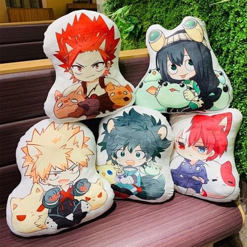 Anime Lovely Double sided printing My Hero Academia Midoriya Izuku Bakugou Katsuki Plush Pillow Cushion Toys Girls Model Gift