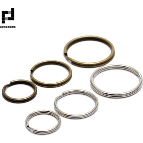 BASEHOME 50pcs/lot 16mm/20mm/25mm Keychain Circle Keyring Findings Fit DIY Keychain Rings Circles Accessories