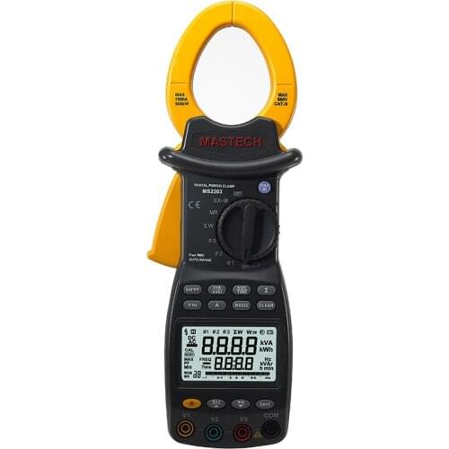 Digital MS2203 AC Power Clamp Meter True RMS Multimeter AC/DC Voltage Current Active Apparent Reactive Power Frequency Tester