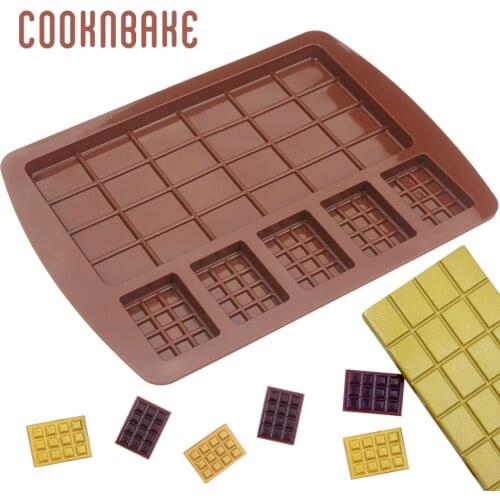 COOKNBAKE Silicone Mould for Waffle Chocolate Bar Break Apart Candy Protein Energy Bar Mold for Pralines Caramels Ganache