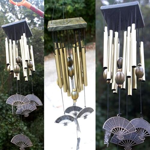 Wood Bronze Color Tubes Antirust Wind Chime Bell Porch Balcony Home Decor Gift Wall Hanging Decoration Outdoor Decor wind chime