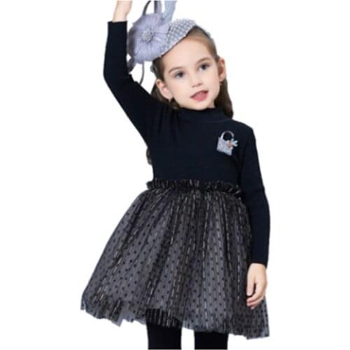 Kids Long Sleeve Lace Drsses for Girls Party Dress Star Printed Birthday Tutu Dresses Children Casual Wear 3-8 Years Vestidos 25