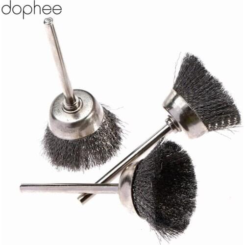 Dophee Dremel Metal rotary brush Dremel Rotary Tools 3mm Shank 25MM Steel Wire Cup Brushes Foredom Rotary Die Grinder 10PCS